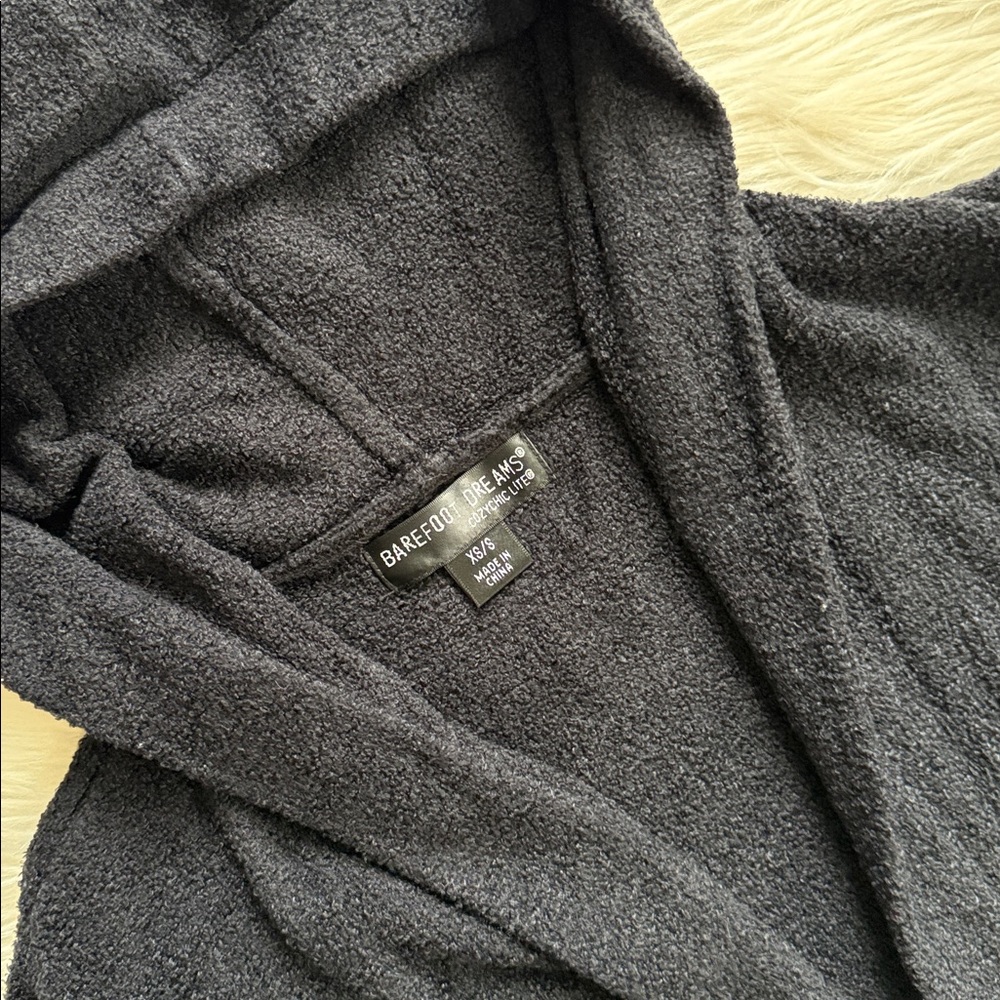 Barefoot Dreams Cozychic Lite Black Hooded Cardigan Size XS/S - Picture 8 of 11
